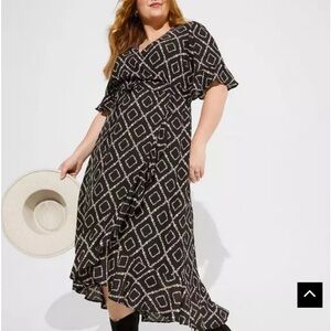 Torrid Black and White Ruffled Wrap Sundress